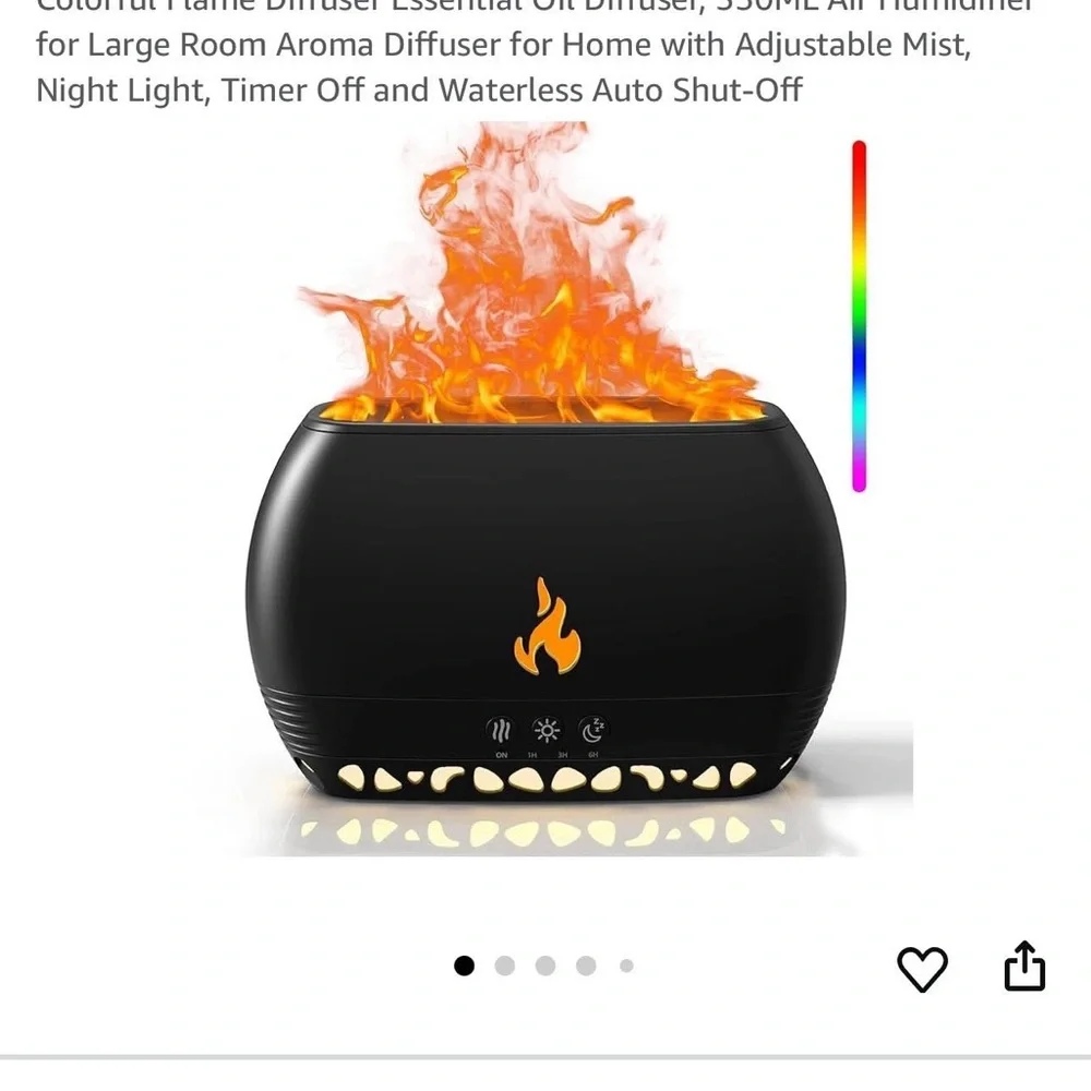 Black Aroma Diffuser with Flame Effect